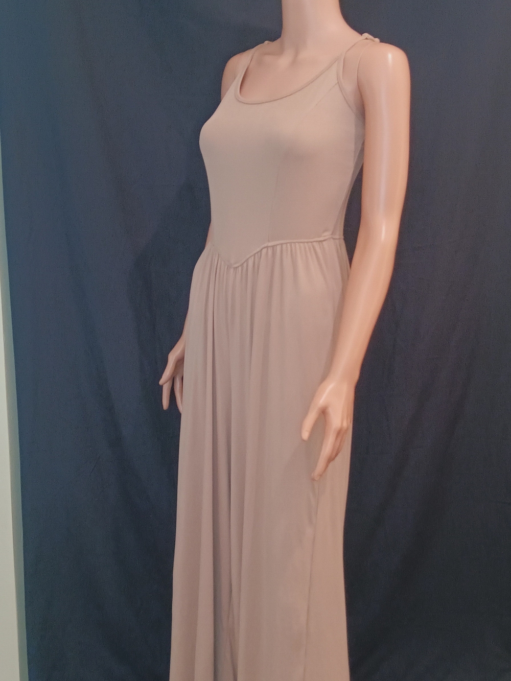 Sleeveless Taupe Maxi Jumpsuit Romper - Relaxed Wide-Leg